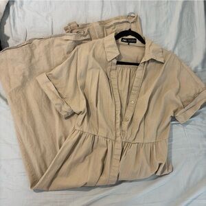 Zara Beige Collared Shirt Dress